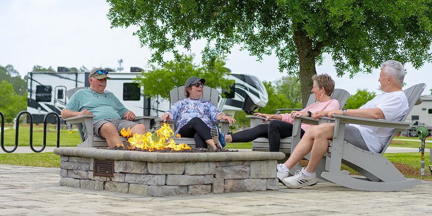 Group of campers around the camp fire