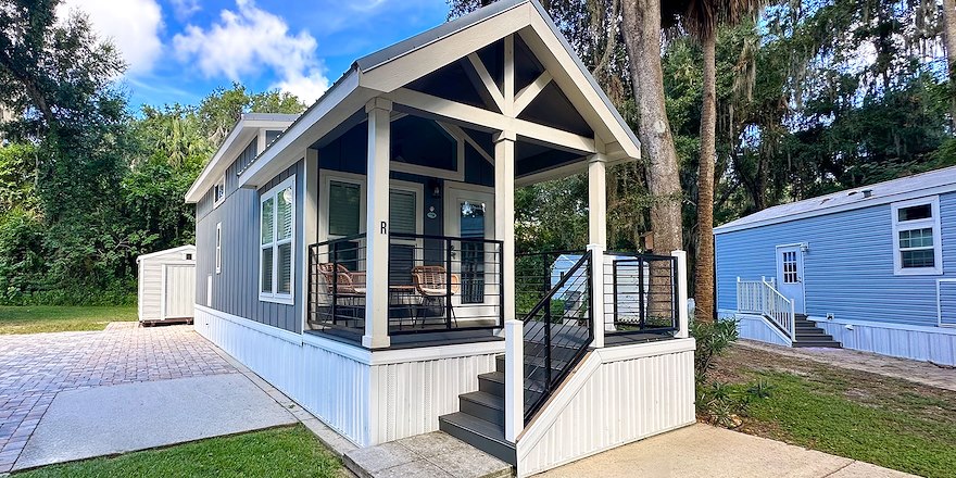 Red cottage with front porch