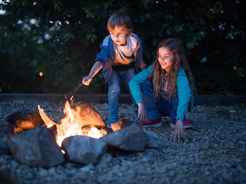 Kids at campfire